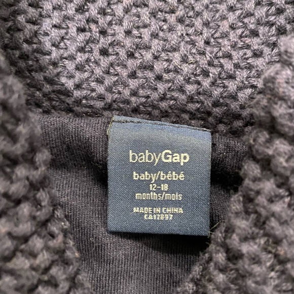 Baby Gap Long Sleeve Chunky Knit Nautical USA Zip Front Sweater Size 12-18 Month - Picture 3 of 6